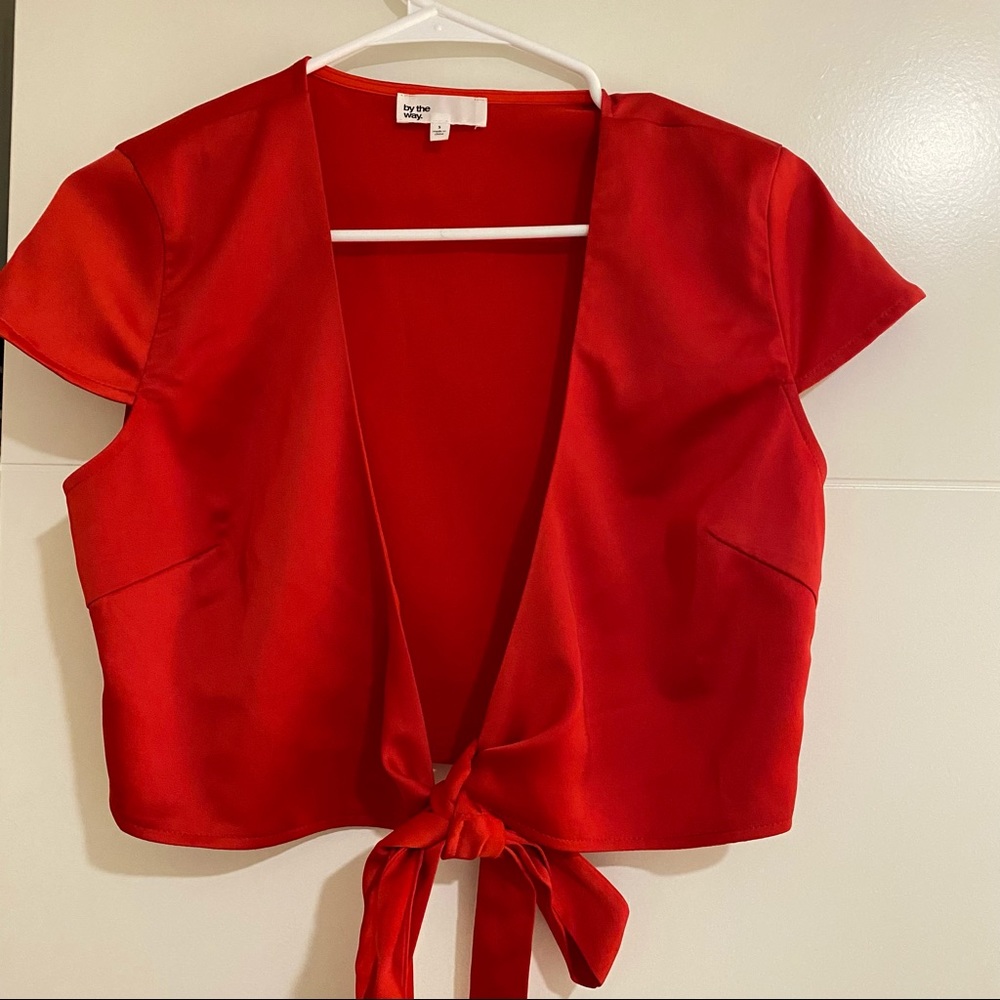 Red Satin Wrap Top